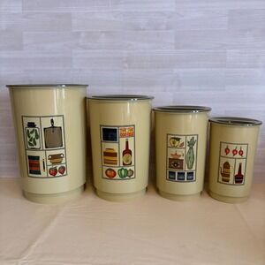 Vintage Nesting Kitchen Canister Set w/ Lids 1960s-70s Retro MCM Plastic